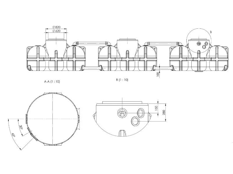 Nautilus Flachtank-Zisterne Hudson TRIO 15.000 Liter mit Pumpensumpf, 1 Behälter mit Korbfilter & Si - Image 4