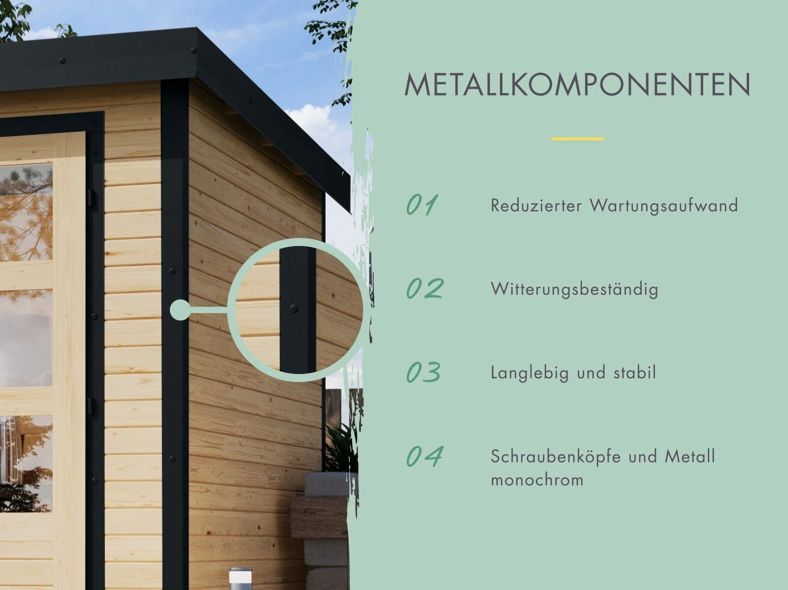 Norlinio Hybrid Gartenhaus Woodtallic 3, naturbelassen/anthrazit, inkl. Fußboden - Image 4
