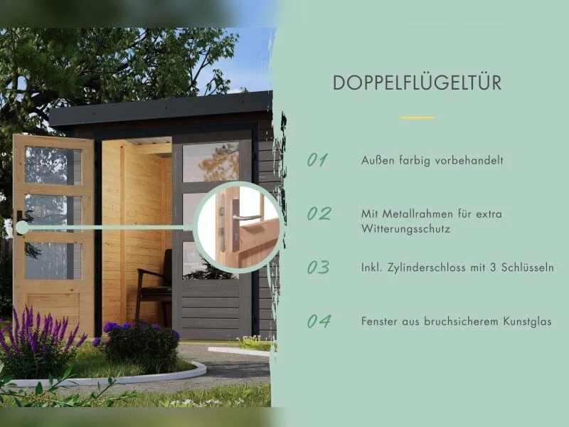 Norlinio Hybrid Gartenhaus Woodtallic 6, terragrau/anthrazit, inkl. Fußboden - Image 6