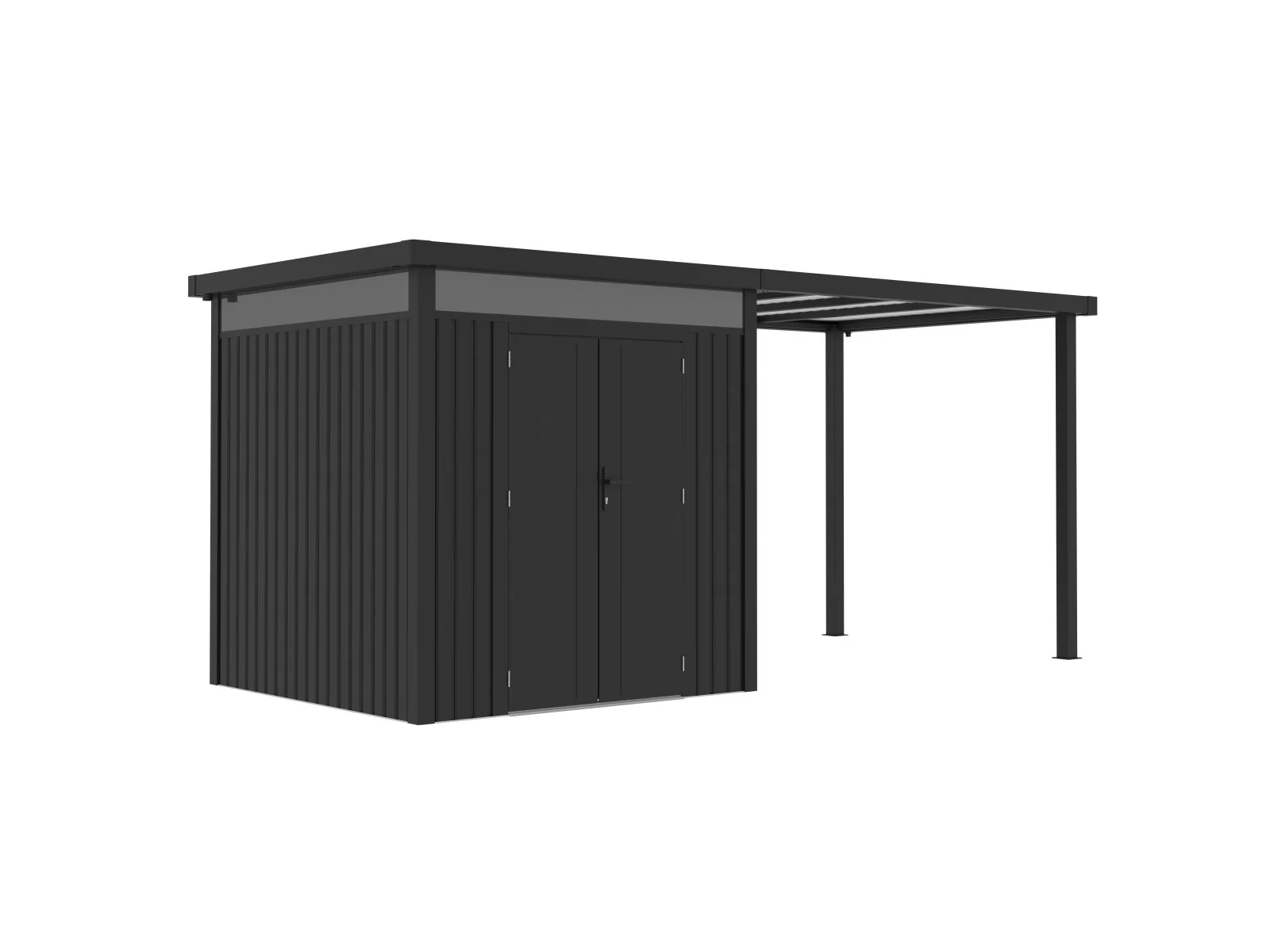 Norlinio Metall Gerätehaus Miro 1 mit Anbaudach in Anthrazit - Image 3