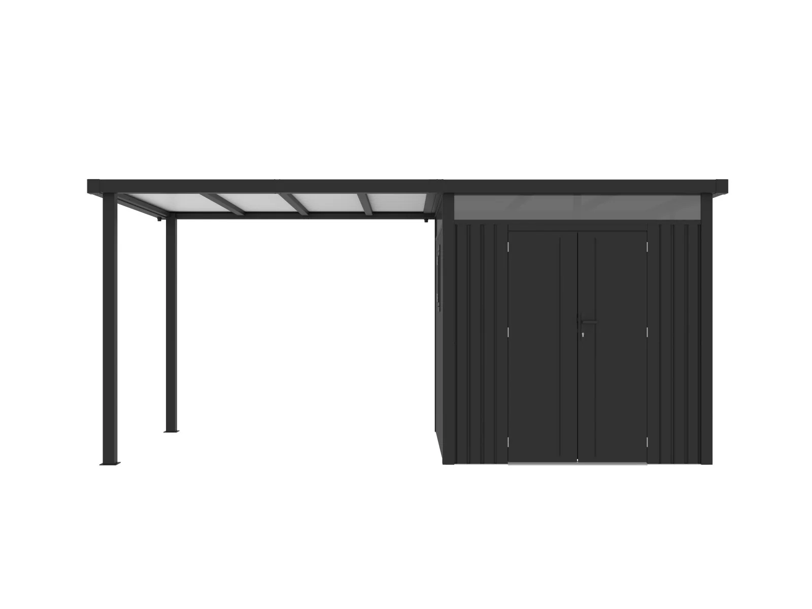 Norlinio Metall Gerätehaus Miro 1 mit Anbaudach in Anthrazit - Image 6