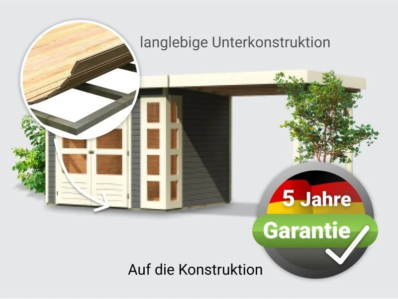 Norlinio Gartenhaus Kerken 3 terragrau inkl. Fußboden und Anbaudach 2,40 m - Image 4