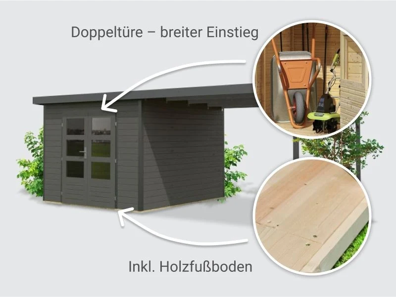 Norlinio Hybrid Gartenhaus Woodtallic B, terragrau/anthrazit im Set mit Fußboden,  inkl. 3 m - Image 2