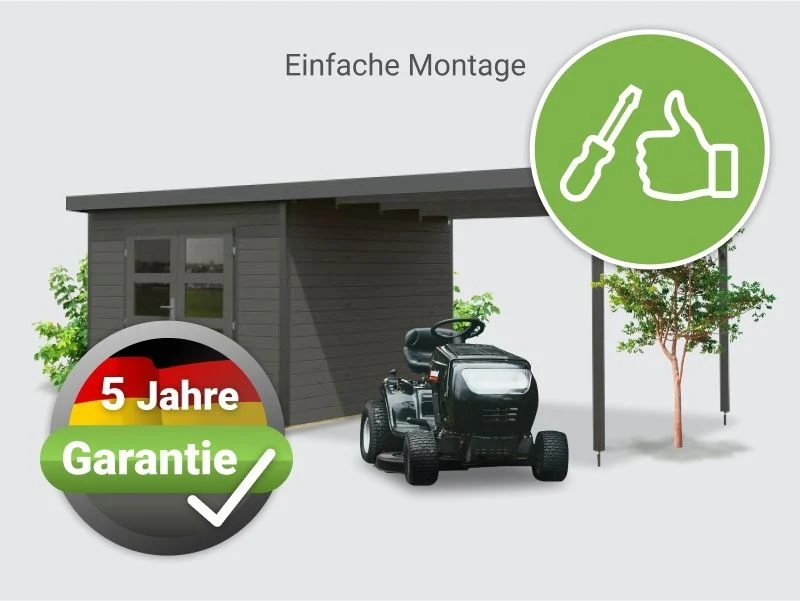 Norlinio Hybrid Gartenhaus Woodtallic B, terragrau/anthrazit im Set mit Fußboden,  inkl. 3 m - Image 3