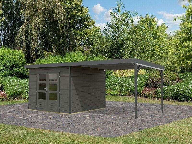 Norlinio Hybrid Gartenhaus Woodtallic B, terragrau/anthrazit im Set mit Fußboden,  inkl. 3 m - Image 4