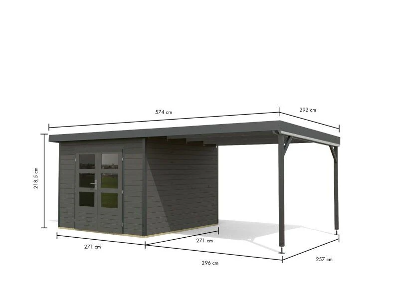 Norlinio Hybrid Gartenhaus Woodtallic B, terragrau/anthrazit im Set mit Fußboden,  inkl. 3 m - Image 5