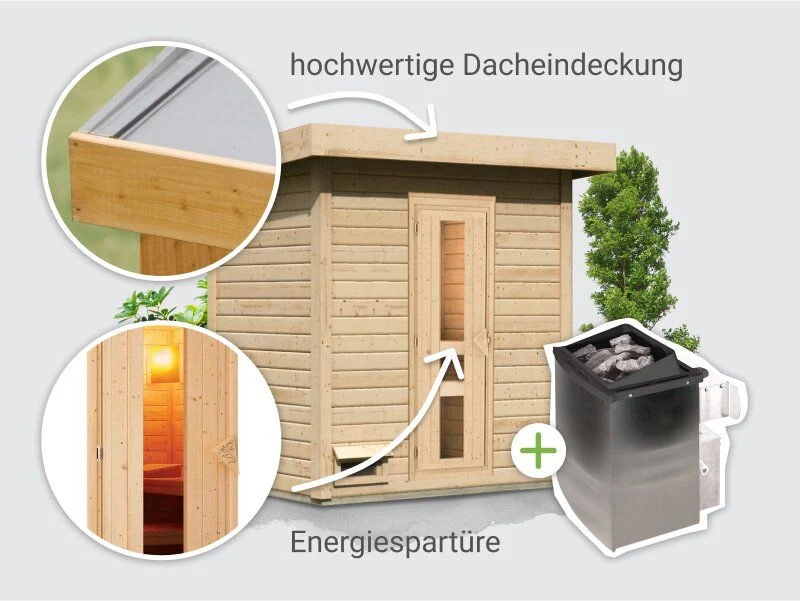 Norlinio Saunahaus Hella 1  38 - inkl. 9 kW Ofen integr. Steuerung - inkl. Dacheindeckung un - Image 3