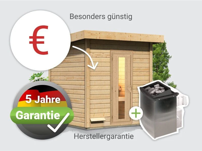 Norlinio Saunahaus Hella 2 38 mm - inkl. 9 kW Ofen integr. Steuerung - mit Dacheindeckung u - Image 5