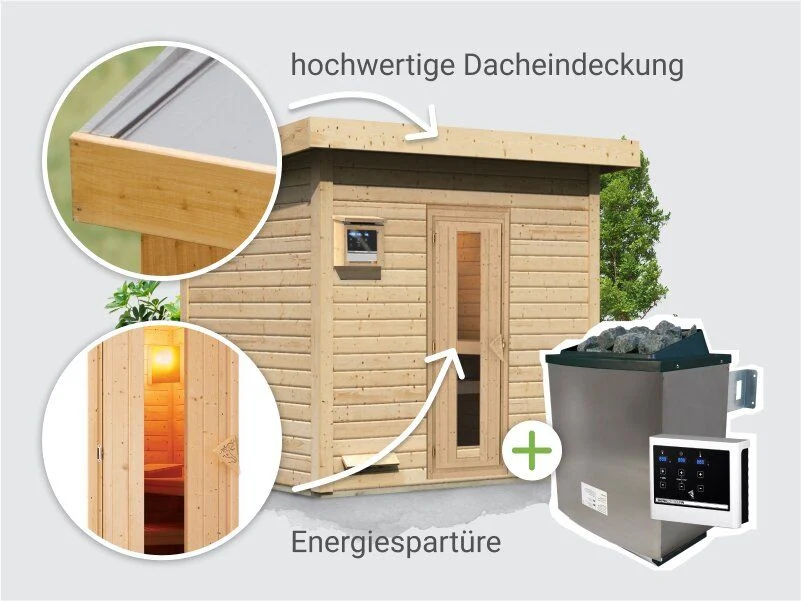 Norlinio Saunahaus Hella 3  38 mm - inkl. 9 kW Ofen ext. Steuerung - inkl. Dacheindeckung un - Image 3