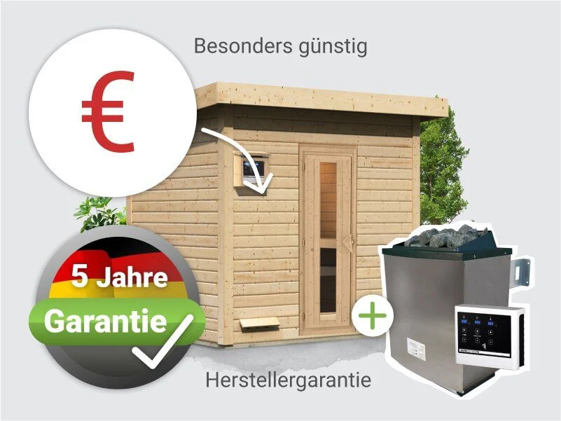 Norlinio Saunahaus Hella 3  38 mm - inkl. 9 kW Ofen ext. Steuerung - inkl. Dacheindeckung un - Image 5