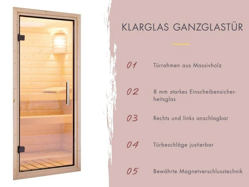 Norlinio Saunahaus Patio 1, 38 mm naturbelassen -inkl. 9 kW Bioofen ext. Steuerung- inkl. Da - Image 7