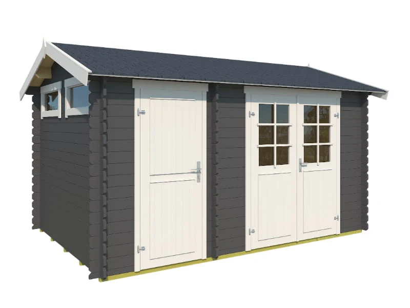Outdoor Gartenhaus / Blockbohlenhaus William 250 2-Raum carbongrau 28mm - Image 2