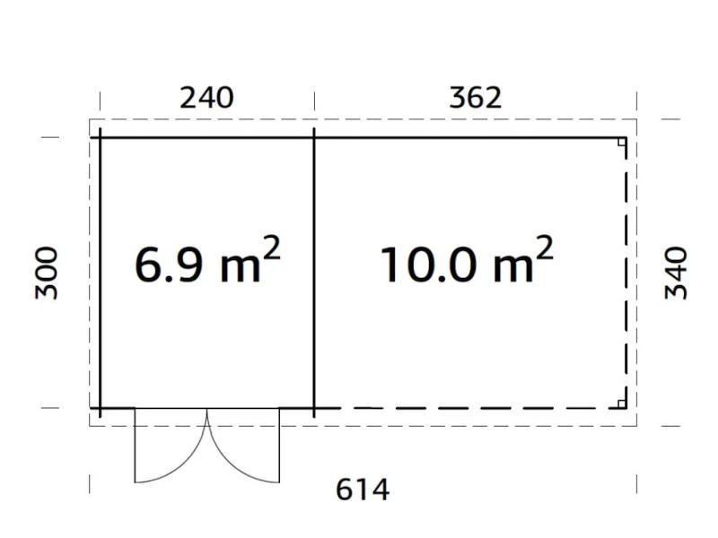 Palmako Blockbohlenhaus Ella 6,9 + 10,0 mit Anbaudach und Rückwand 28 mm transparente Tauchgrundieru - Image 3