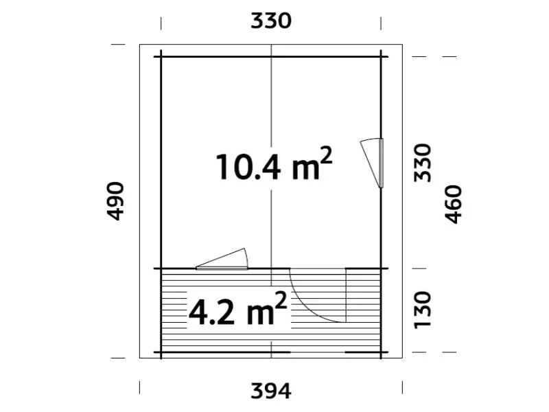 Palmako Blockbohlenhaus Emma 10,4 + 4,2 inkl. Fensterläden und Terrasse 34 mm braune Tauchgrundierun - Image 3