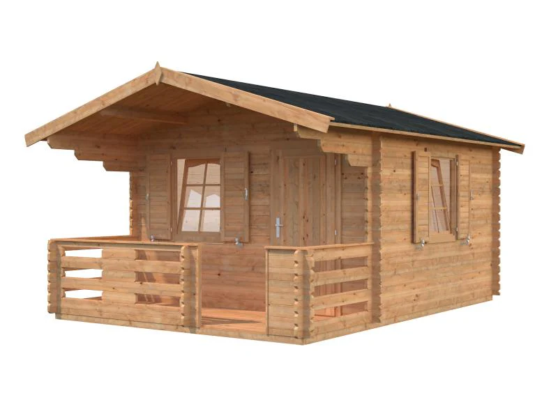 Palmako Blockbohlenhaus Emma 14,2 34 mm braune Tauchgrundierung - Image 2