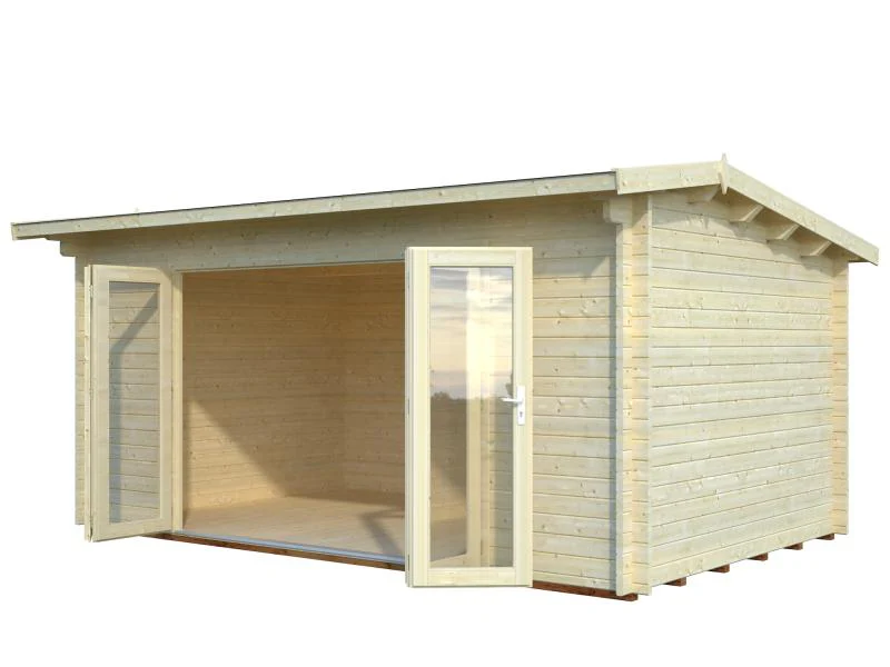 Palmako Blockbohlenhaus Ines 13,7 mit Falttür 44 mm natur - Image 2