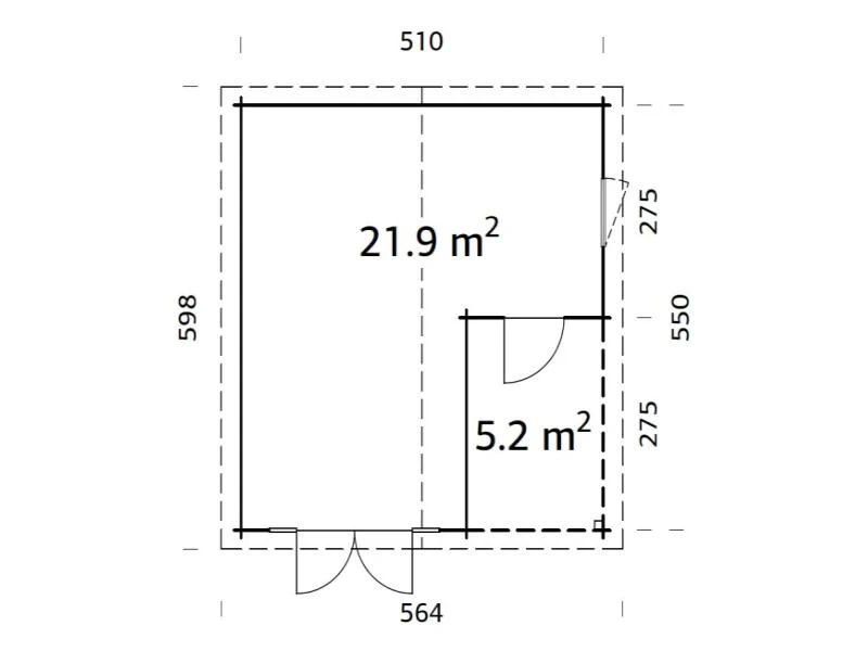 Palmako Blockbohlenhaus Irene 2-Raum 21,9 + 5,2 44 mm graue Tauchgrundierung - Image 3