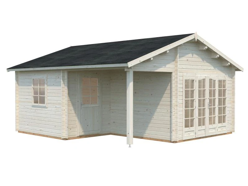 Palmako Blockbohlenhaus Irene 2-Raum 21,9 + 5,2 44 mm natur - Image 3