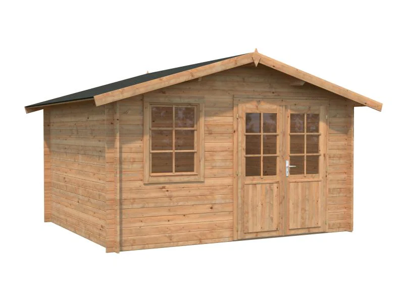 Palmako Blockbohlenhaus Klara 10,4 28 mm braune Tauchgrundierung - Image 2