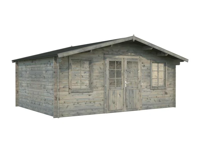 Palmako Blockbohlenhaus Klara 17,0 28 mm graue Tauchgrundierung - Image 2