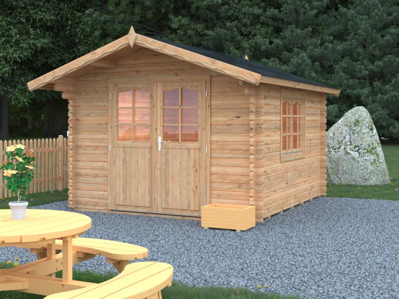 Palmako Blockbohlenhaus Sally 10,2 44 mm braune Tauchgrundierung - Image 2