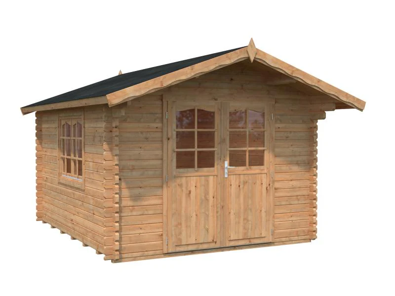 Palmako Blockbohlenhaus Sally 10,2 44 mm braune Tauchgrundierung - Image 4