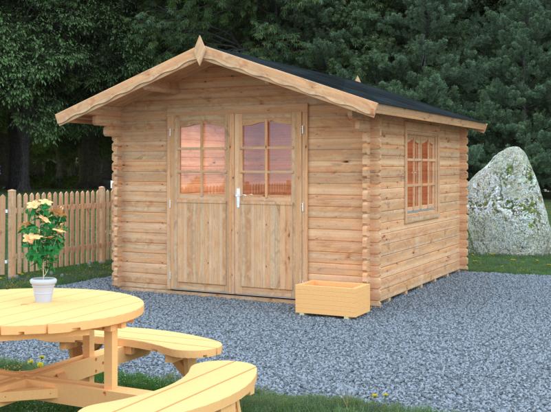 Palmako Blockbohlenhaus Sally 12,3 44 mm braune Tauchgrundierung - Image 2
