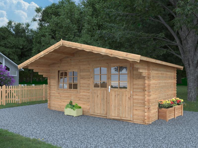 Palmako Blockbohlenhaus Sally 19,1 44 mm braune Tauchgrundierung
