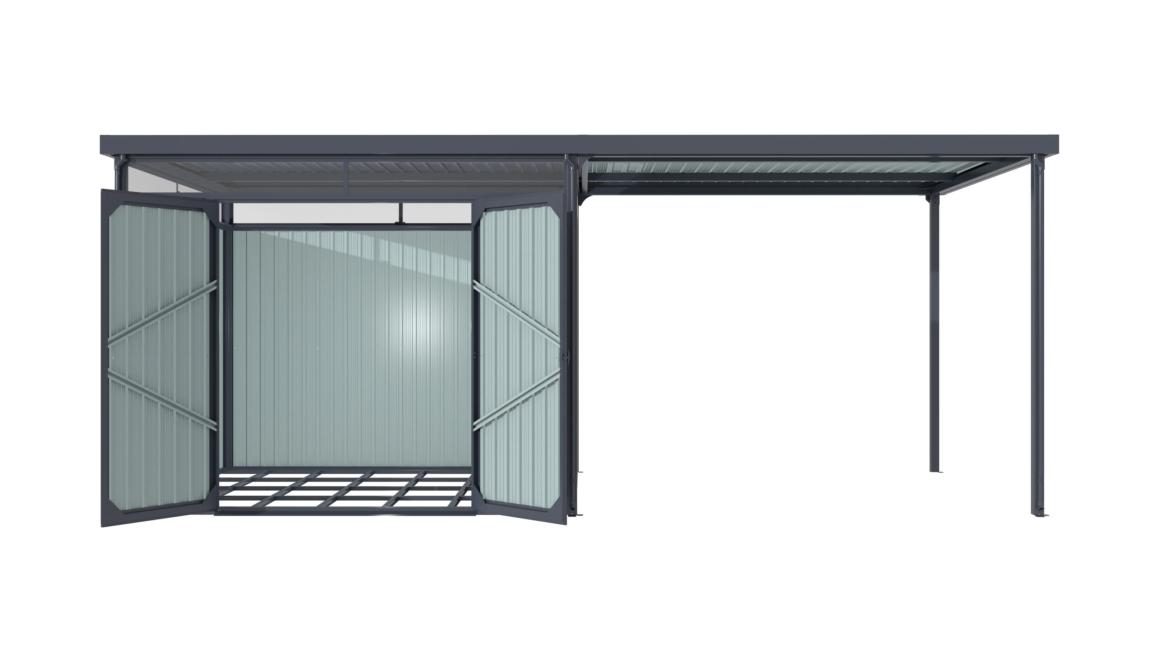 Pergart Gerätehaus Rheinfelden 108 anthrazit matt mit Schleppdach - Image 6