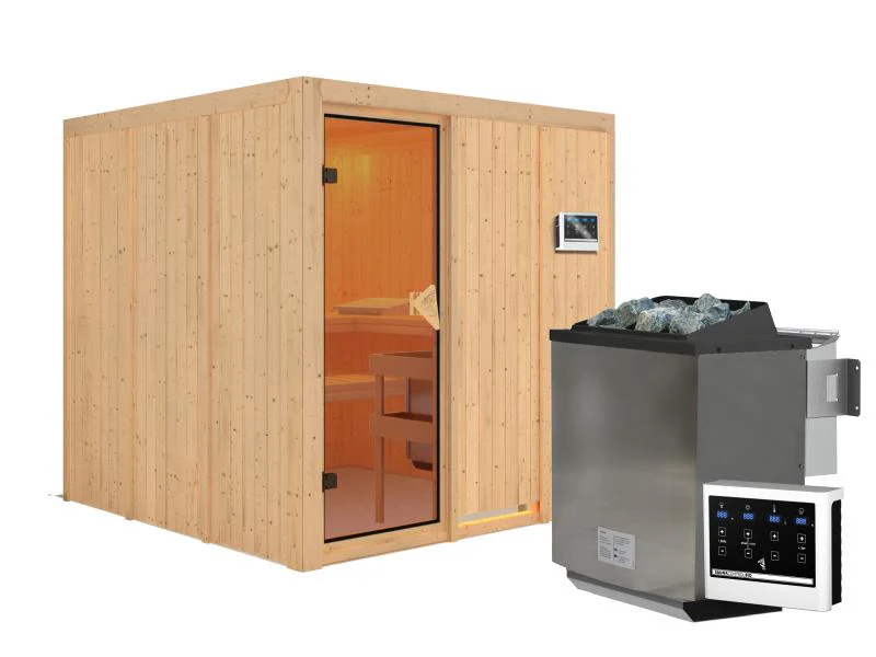 Rodin - Karibu Sauna inkl. 9-kW-Bioofen - ohne Dachkranz - - Image 2