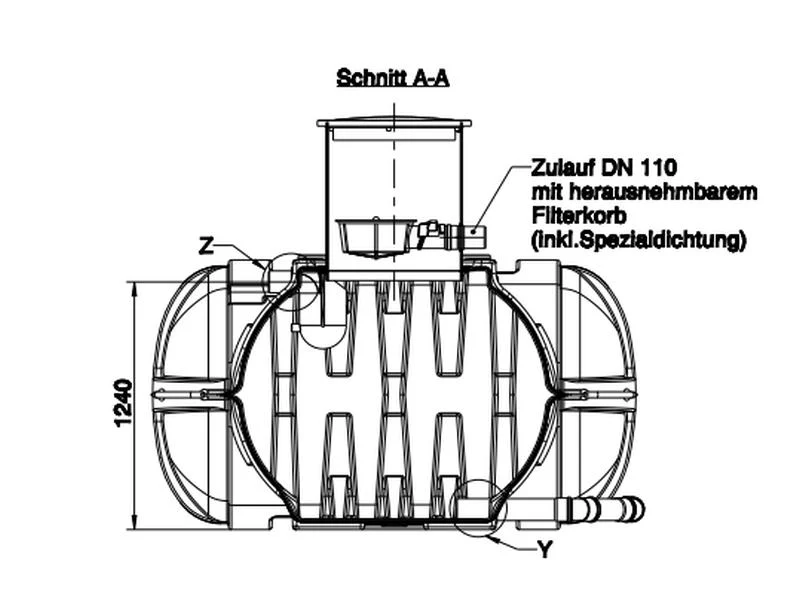Roth Flachtank - Zisterne Twinbloc 10000 Liter (2 x 5000 L) mit Filterkorb, höhenverstabllbarem Doms - Image 3
