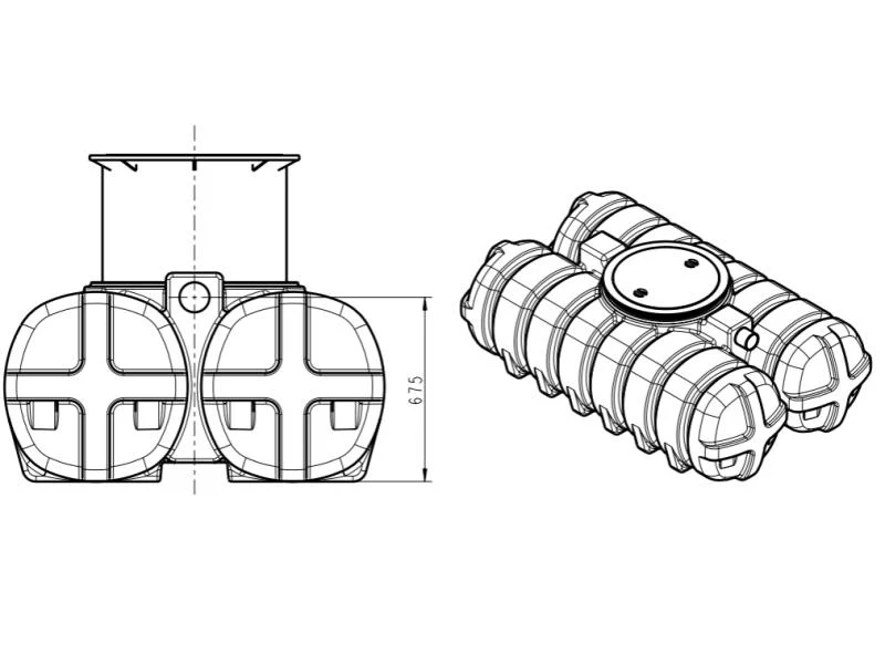 Roth Flachtank - Zisterne Twinbloc 1500 Liter mit höhenverstabllbarem Domschacht und Abdeckung - Image 2