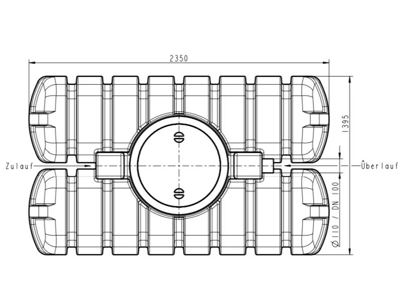 Roth Flachtank - Zisterne Twinbloc 1500 Liter mit höhenverstabllbarem Domschacht und Abdeckung - Image 4
