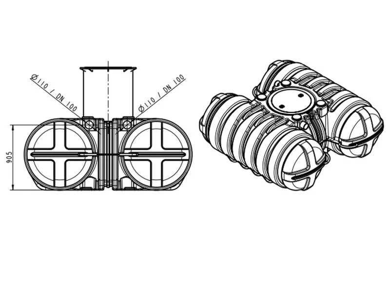 Roth Flachtank - Zisterne Twinbloc 3500 Liter mit höhenverstabllbarem Domschacht und Abdeckung - Image 2