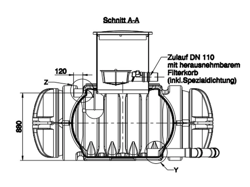 Roth Flachtank - Zisterne Twinbloc 7000 Liter (2 x 3500 L) mit Filterkorb, höhenverstabllbarem Domsc - Image 3