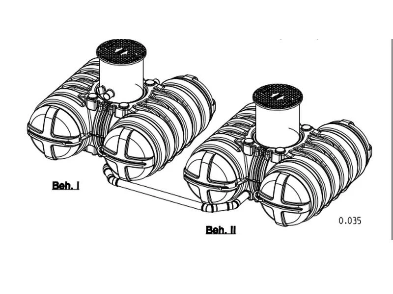 Roth Flachtank - Zisterne Twinbloc 7000 Liter (2 x 3500 L) mit Filterkorb, höhenverstabllbarem Domsc - Image 6