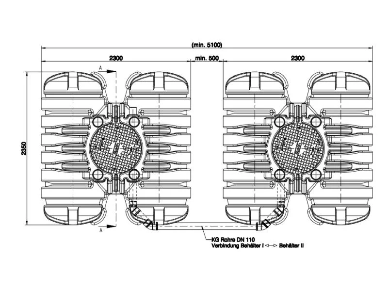 Roth Flachtank - Zisterne Twinbloc 7000 Liter (2 x 3500 L) mit höhenverstabllbarem Domschacht und Ab - Image 4