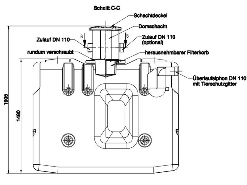 Roth Regenwasser Sammelbehälter 1500 Liter inkl. Filterkorb - Image 2