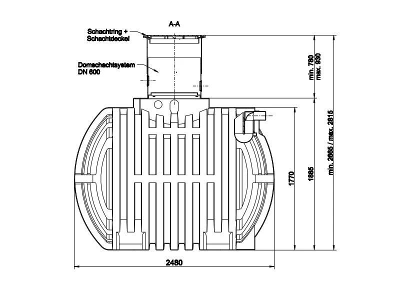 Roth Regenwasser-Zisterne 4500 Liter inkl. Domschacht, Deckel und Überlaufsiphon - Image 3
