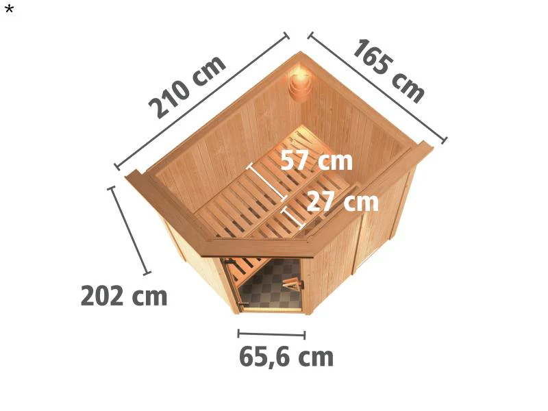 Saja - Karibu Sauna Plug & Play 3,6 kW Ofen, ext. Steuerung - mit Dachkranz - Energiespartür - Image 3