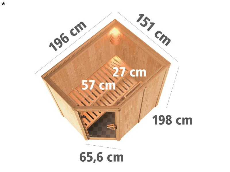 Saja - Karibu Sauna Plug & Play 3,6 kW Ofen, ext. Steuerung - ohne Dachkranz - Klarglas Ganzglastür - Image 3