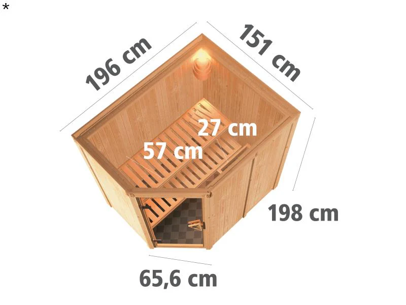 Saja - Karibu Sauna Plug & Play 3,6 kW Ofen, int. Steuerung - ohne Dachkranz - Energiespartür - Image 3