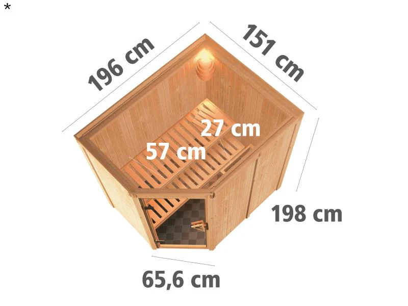 Saja - Karibu Sauna Plug & Play 3,6 kW Ofen, int. Steuerung - ohne Dachkranz - Moderne Saunatür - Image 3