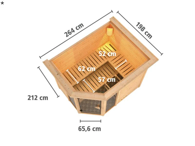 Sinai 3 - Karibu Sauna inkl. 9-kW-Ofen - mit Dachkranz - - Image 3