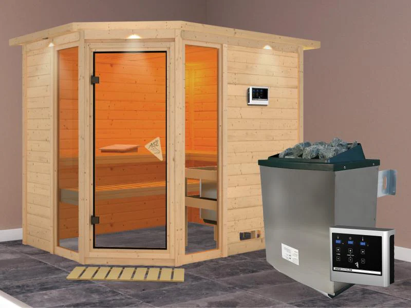 Sinai 3 - Karibu Sauna inkl. 9-kW-Ofen - mit Dachkranz - - Image 2