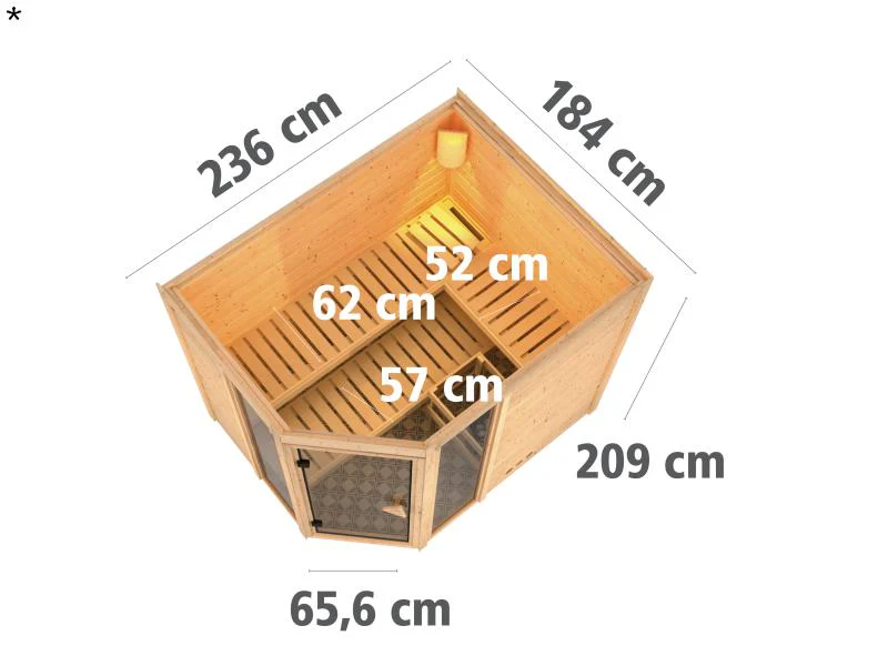 Sinai 3 - Karibu Sauna inkl. 9-kW-Ofen - ohne Dachkranz - - Image 3