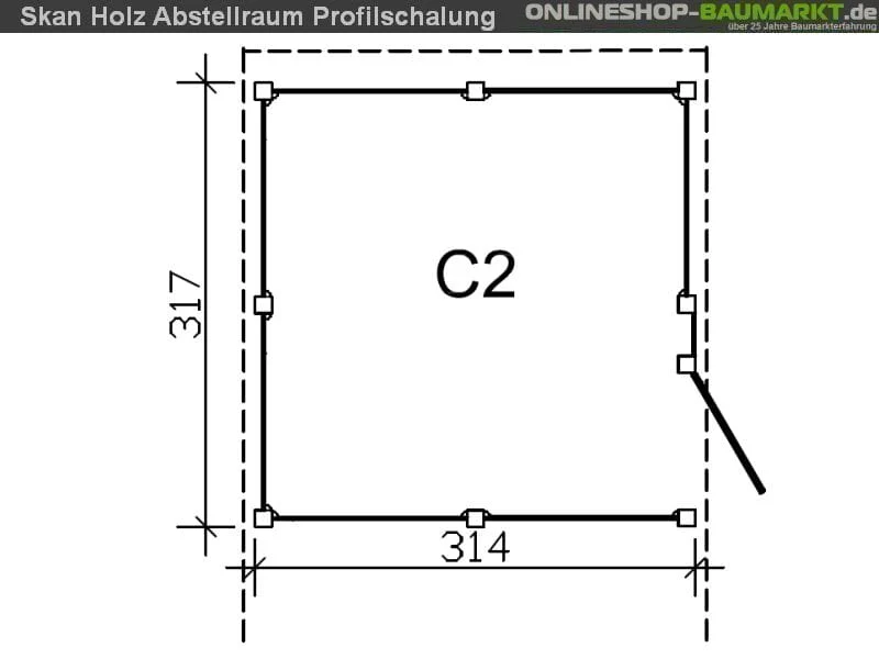 Skan Holz Abstellraum C2 für Carport 314 x 317 cm Profilschalung - Image 3