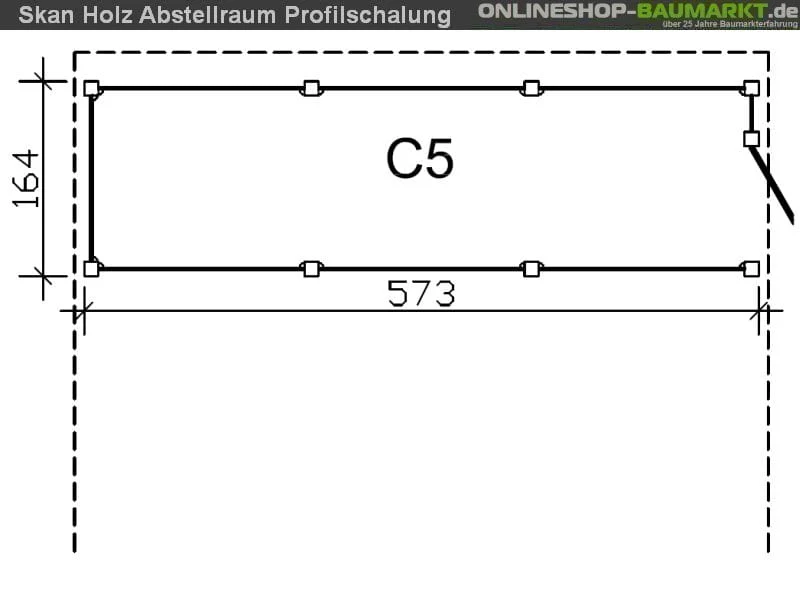 Skan Holz Abstellraum C5 für Carport 573 x 164 cm Profilschalung - Image 3