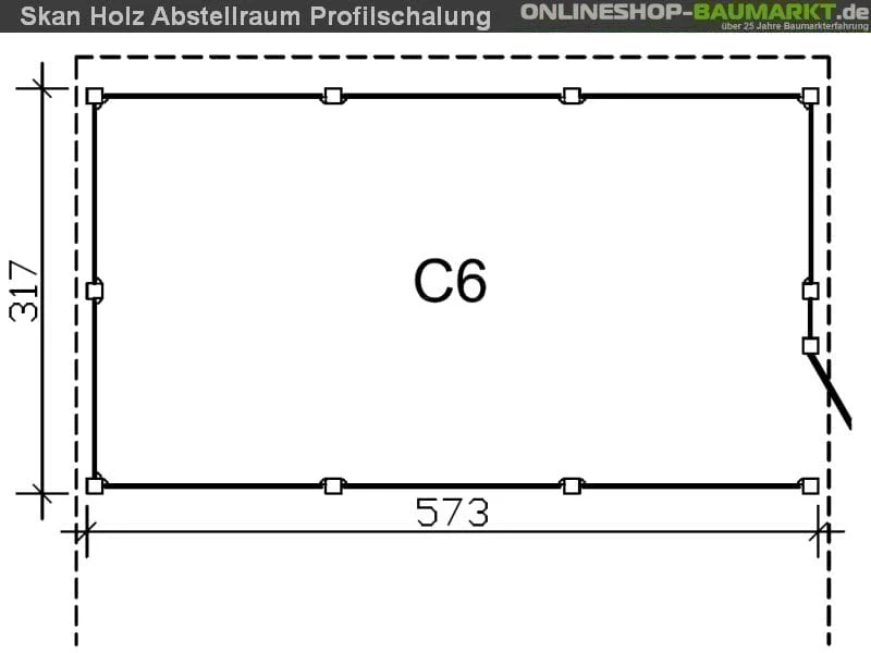 Skan Holz Abstellraum C6 für Carport 573 x 317 cm Profilschalung - Image 3