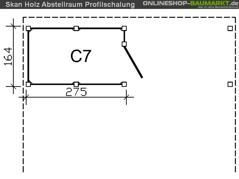 Skan Holz Abstellraum C7 für Carport 275 x 164 cm Profilschalung - Image 3